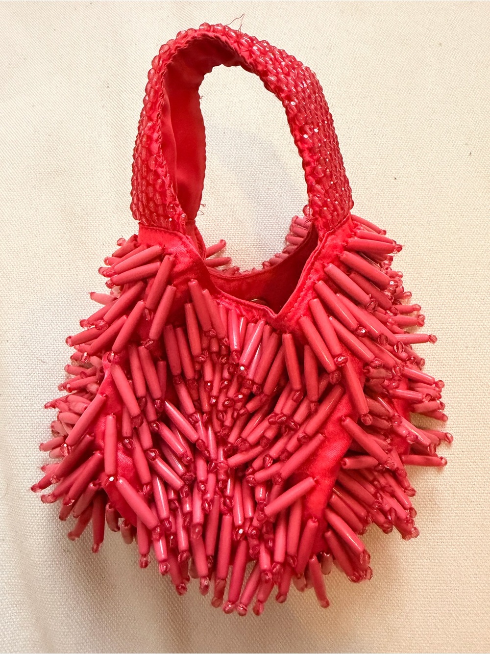 Red Beaded Statement Women’s Handbag